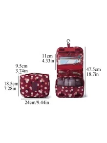1pc Floral Print Toiletry Travel Bag - Burgundy - View 4