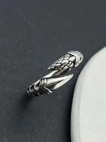 Men Claw Design Cuff Ring - Silver - View 1