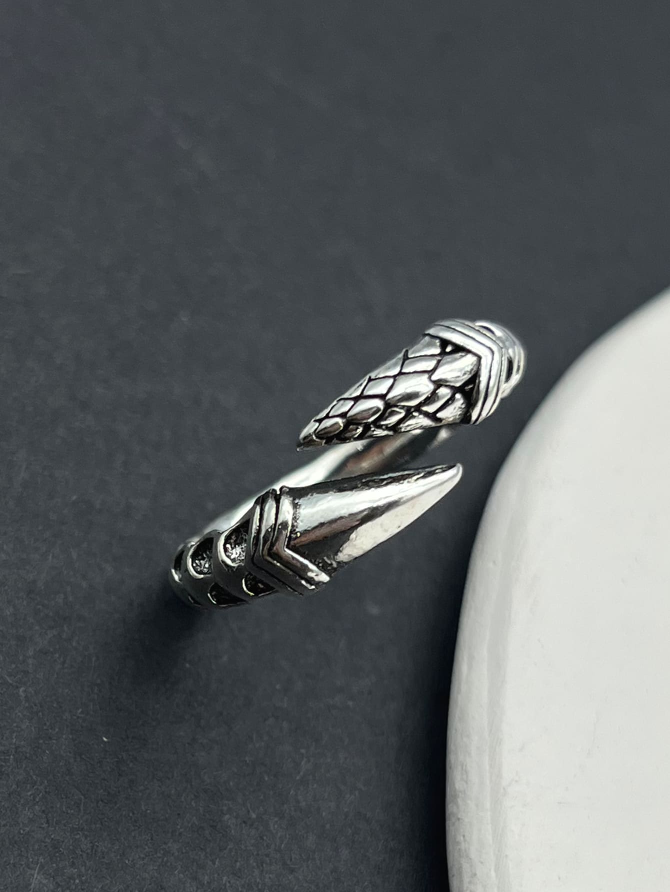 Men Claw Design Cuff Ring - Silver - View 1