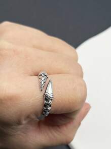 Men Claw Design Cuff Ring - Silver - View 2