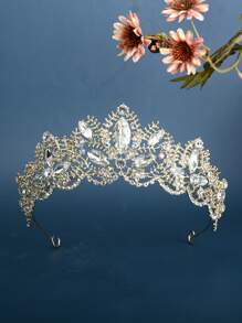 Rhinestone Decor Bridal Headband & 3pcs Jewelry Set - Gold - View 3