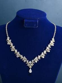 Rhinestone Decor Bridal Headband & 3pcs Jewelry Set - Gold - View 5
