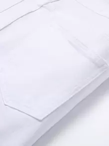 Manfinity Roughcore Pantalones cortos de mezclilla de algodón rasgados y deshilachados para hombre, estilo básico de trabajo en color blanco completo - Blanco - Ver 7