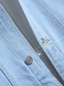 Manfinity Men 1pc Flap Pocket Denim Jacket - Light Wash - View 4