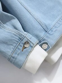 Manfinity Men Ripped Frayed Denim Jacket Without Hoodie - Light Wash - View 8