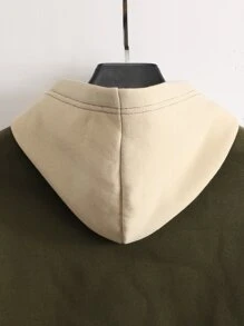 Manfinity Men Colour Block Slogan Graphic Drawstring Thermal Lined Hoodie - Multicolor - View 7