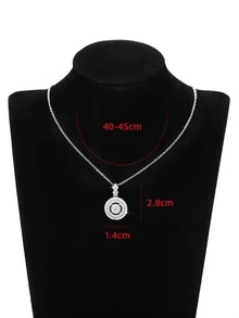 1入組魅力四射方晶鋯石圓形DIY吊墜適用於女士日常裝飾 - 銀色 - 查看 3