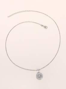 1入組魅力四射方晶鋯石圓形DIY吊墜適用於女士日常裝飾 - 銀色 - 查看 5