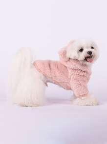 Cartoon Ear Decor Hooded Pet Coat - Pink - View 3