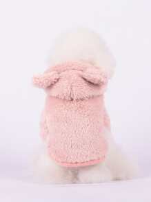 Cartoon Ear Decor Hooded Pet Coat - Pink - View 4