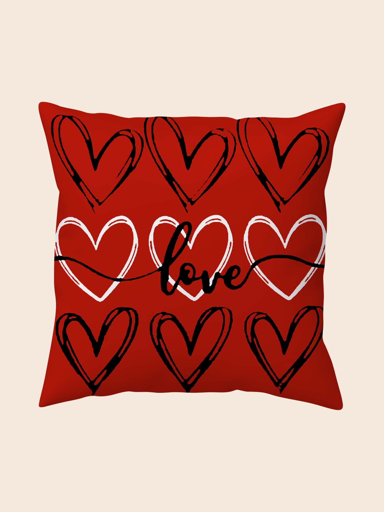 愛心和字母圖案抱枕沙發墊套不附帶內芯 - 彩色 - 查看 1