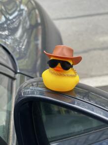 1pc Cartoon Duck Design Car Ornament, Rubber Duck - Multicolor - View 2