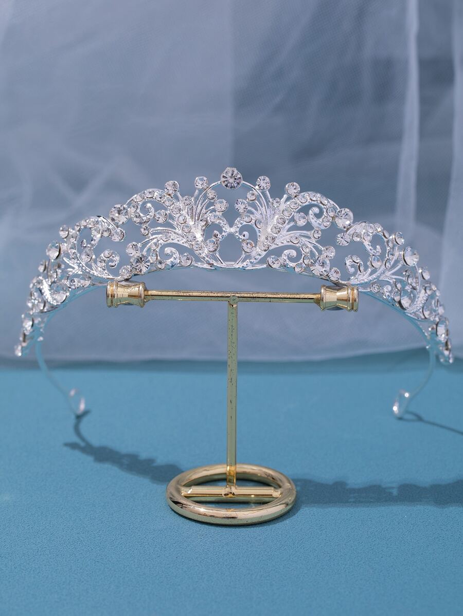 水鑽裝飾新娘髮箍 - 銀色 - 查看 1