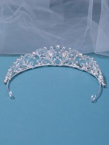 水鑽裝飾新娘髮箍 - 銀色 - 查看 2