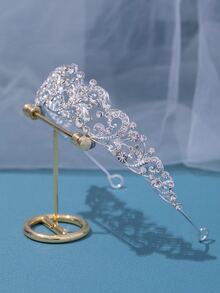 水鑽裝飾新娘髮箍 - 銀色 - 查看 3