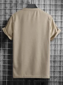 Manfinity Tops Nam Túi Lá thư Giải trí - Màu Khaki - Xem 2