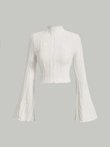 SHEIN MOD 小高領木耳邊T恤