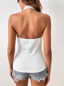 SHEIN Frenchy Top halter panel con encaje - Blanco - Ver 2