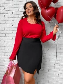 Celure de manga con volante Top & Falda bajo con abertura - Multicolor - Ver 1