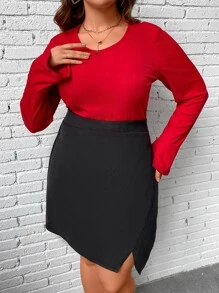 Celure de manga con volante Top & Falda bajo con abertura - Multicolor - Ver 5