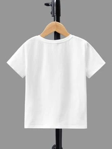 SHEIN 小男童卡通圖案T恤 - 白色 - 查看 2