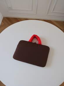 FANHUABUYU 1pc 11 Inch Mushroom Embroidered Laptop Bag - Brown - View 2