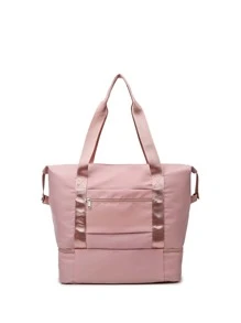 Letter Patch Decor Duffel Bag - Pink - View 3