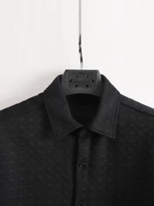 Manfinity Men Solid Button Up Shirt & Shorts Without Tee - Black - View 3