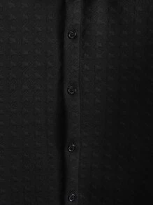 Manfinity Men Solid Button Up Shirt & Shorts Without Tee - Black - View 6