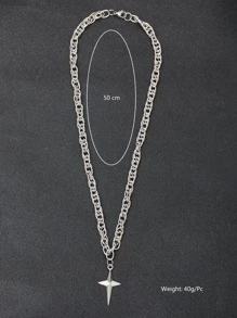 Men Star Charm Necklace - Silver - View 3