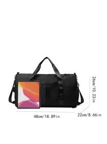 尼龍大容量旅行包,防水行李袋,帶濕袋和鞋隔層,輕便手提包,適合旅行健身房戶外運動學校用品學校用品學生假期行李袋週末包過夜包 - 黑色 - 查看 6