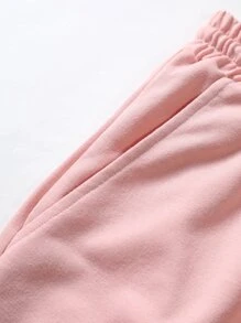 Manfinity Hypemode 男士字母圖形束腰短褲，純色淺粉色，男友禮物 - 粉色 - 查看 6