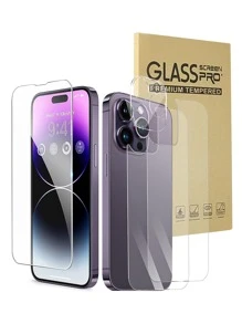 2 miếng phim bảo vệ mặt sau điện thoại trong suốt & 1 miếng bảo vệ ống kính & 1 miếng phim bảo vệ màn hình tương thích với iPhone 15/15Pro/15Plus/15Promax - Trong sáng - Xem 1