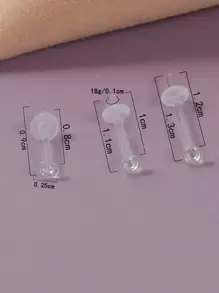 3pcs Minimalist Stud Earring - Clear - View 3