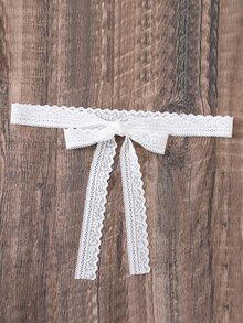 Girls Contrast Lace Raglan Sleeve Frill Neck Belted Blouse - White - View 6