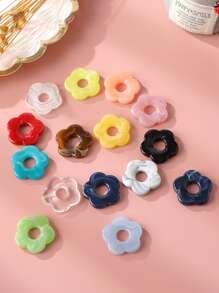 15入組(多種顏色)26MM混合亞克力五瓣花朵形狀鏤空釘珠DIY首飾製作