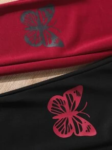Chicas Pantalones deportivos con capucha de dos tonos con estampado de mariposa - Burdeos - Ver 4