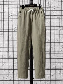 SHEIN 男孩撞色前口袋襯衫和褲子和字母圖案襯衫