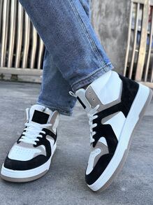 Color Block Lace-up Front Skate Shoes - Black and White - View 5