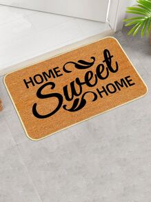 Letter Graphic Door Mat - Khaki - View 1