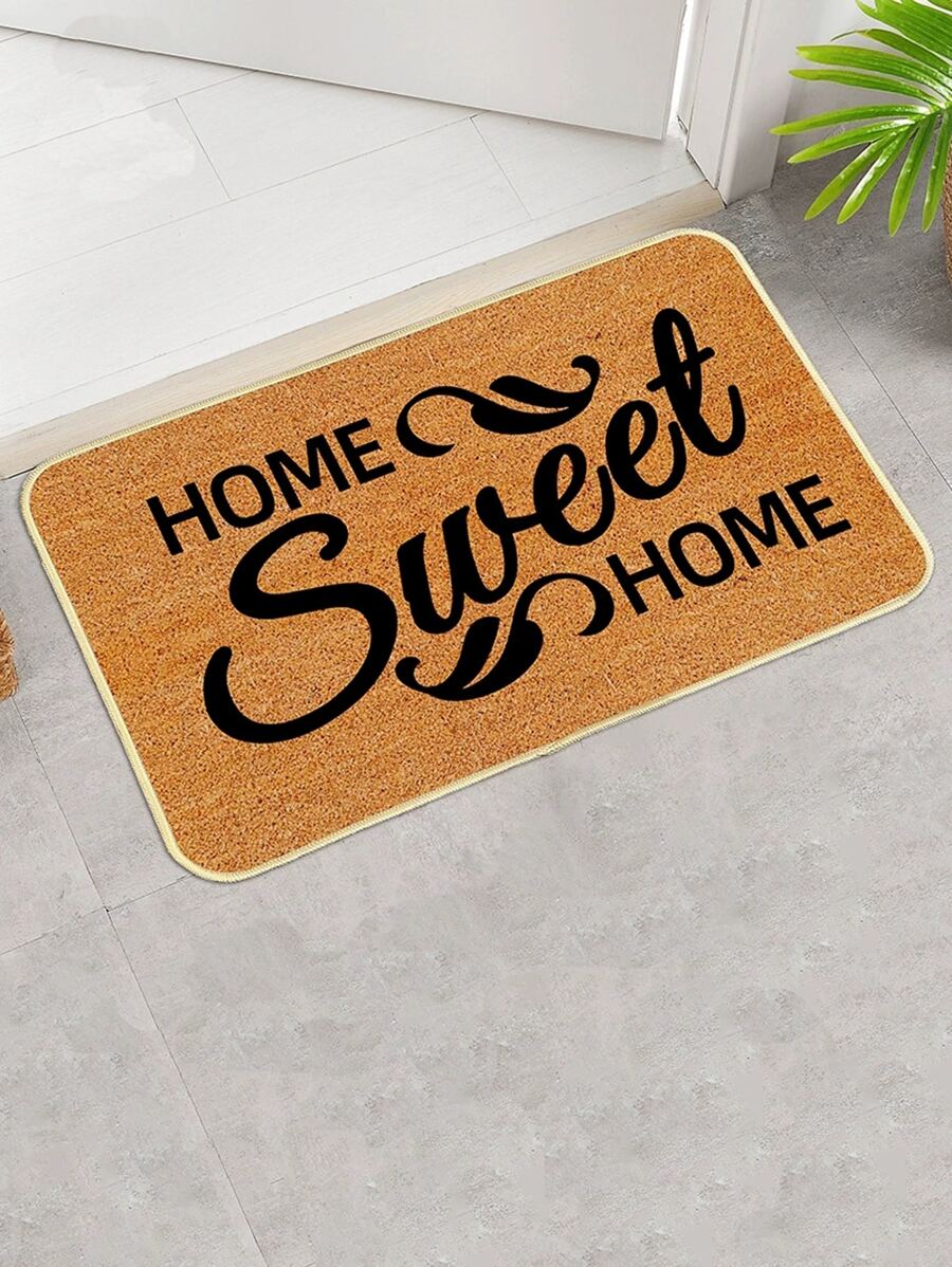 Letter Graphic Door Mat - Khaki - View 1