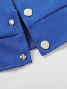 Aesthetic Post--Men Letter Graphic Two Tone Varsity Jacket Without Hoodie - Blue - View 7