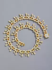 Hombres Collar con diamante de imitación con diseño de gota de agua - Amarillo Oro - Ver 1