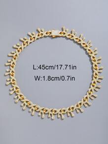 Hombres Collar con diamante de imitación con diseño de gota de agua - Amarillo Oro - Ver 4