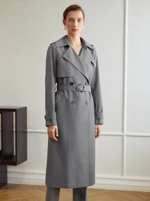MOTF PREMIUM VISCOSE-BLEND TRENCH COAT - Grey - View 4