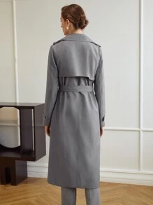 MOTF PREMIUM VISCOSE-BLEND TRENCH COAT - Grey - View 5