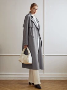 MOTF PREMIUM VISCOSE-BLEND TRENCH COAT - Grey - View 8