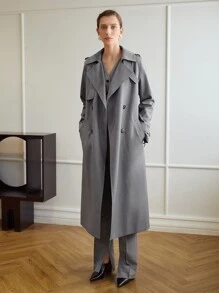 MOTF PREMIUM VISCOSE-BLEND TRENCH COAT - Grey - View 6
