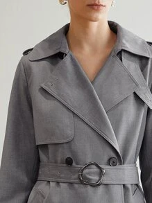 MOTF PREMIUM VISCOSE-BLEND TRENCH COAT - Grey - View 7