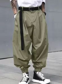 Manfinity EMRG Men 1pc Slant Pocket Trousers - Army Green - View 1